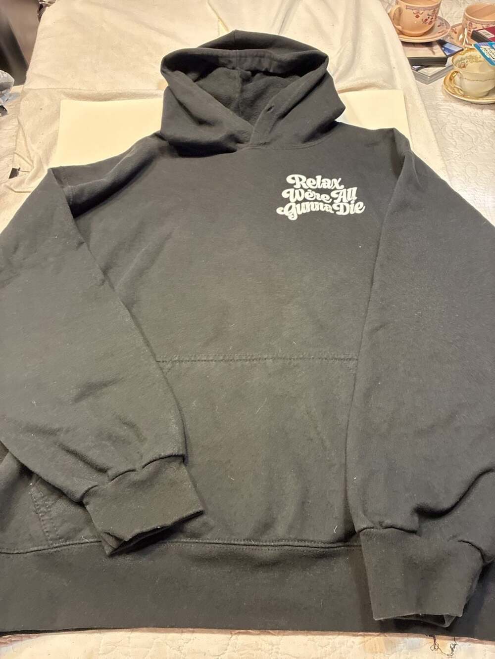 A@@holes Live Forever Hoodie Size Large Black Relax We Are All Gunna Die